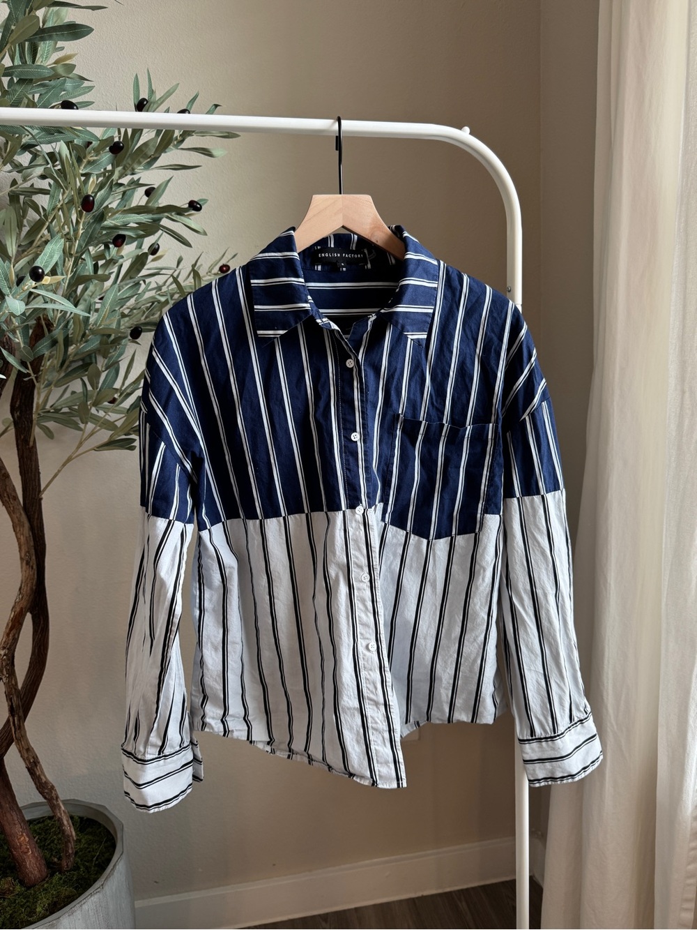 English Factory Colorblock Stripe Shirt size S